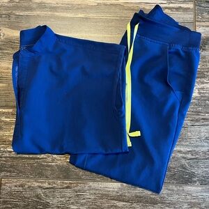 Electric Blue Figs Scrubs- Rafaela oversized scrub top and joggers- XS/S